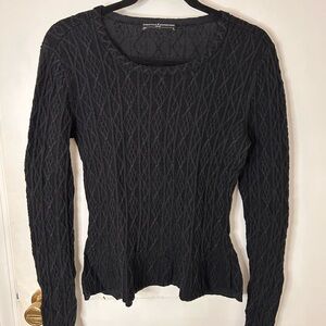 PERUVIAN CONNECTION BLACK CABLE KNIT SWEATER COTTON ALPACA SILK SIZE MEDIUM